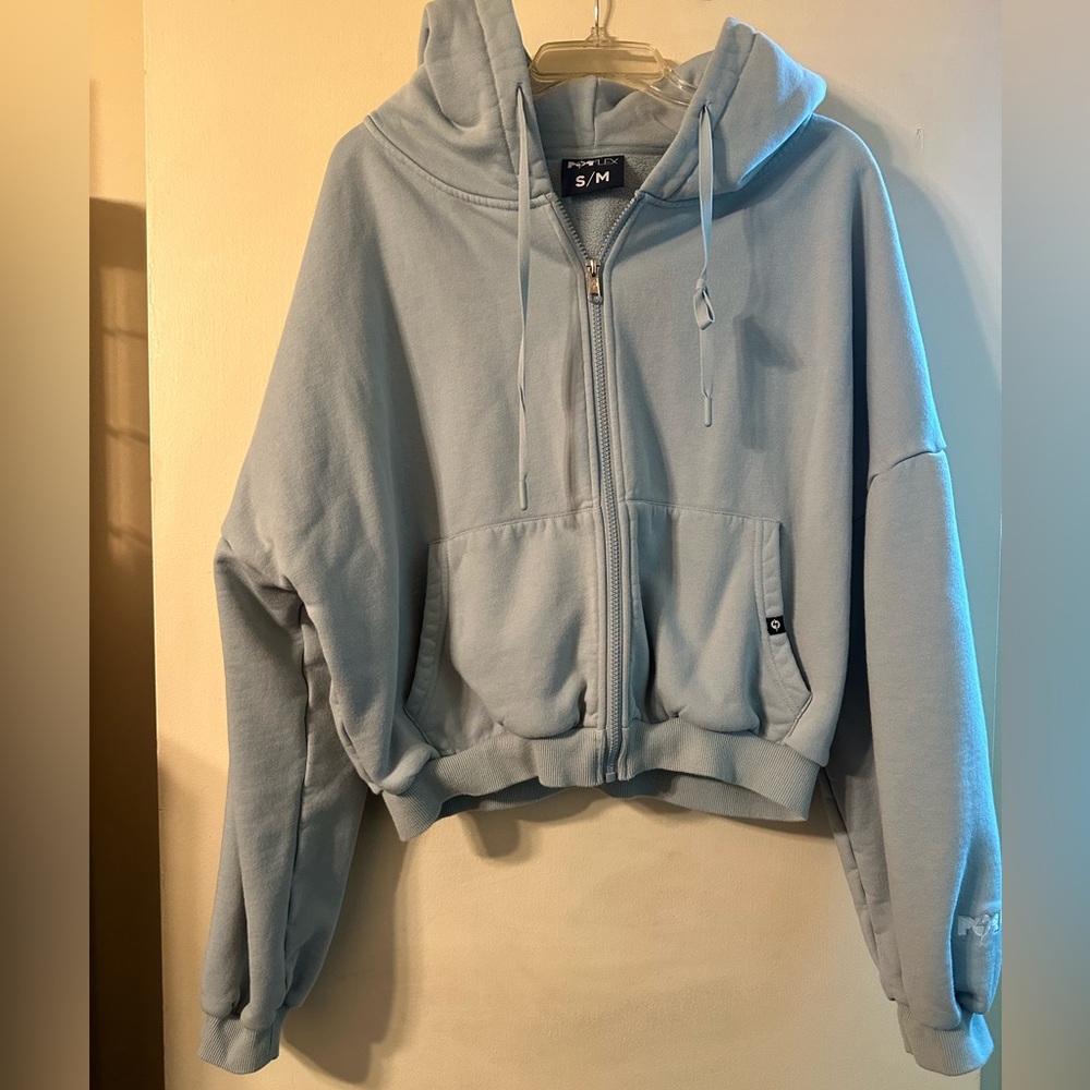 Popflex Zip Cloud Hoodie S/M Oversized in Blue